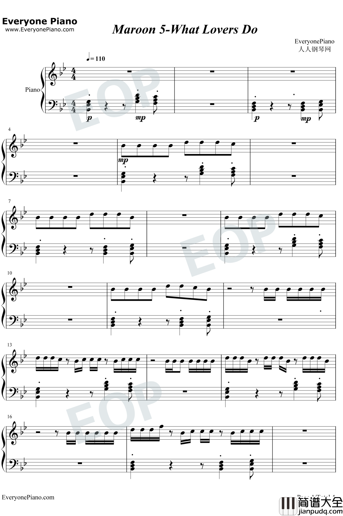 What_Lovers_Do钢琴谱_Maroon_5/SZA