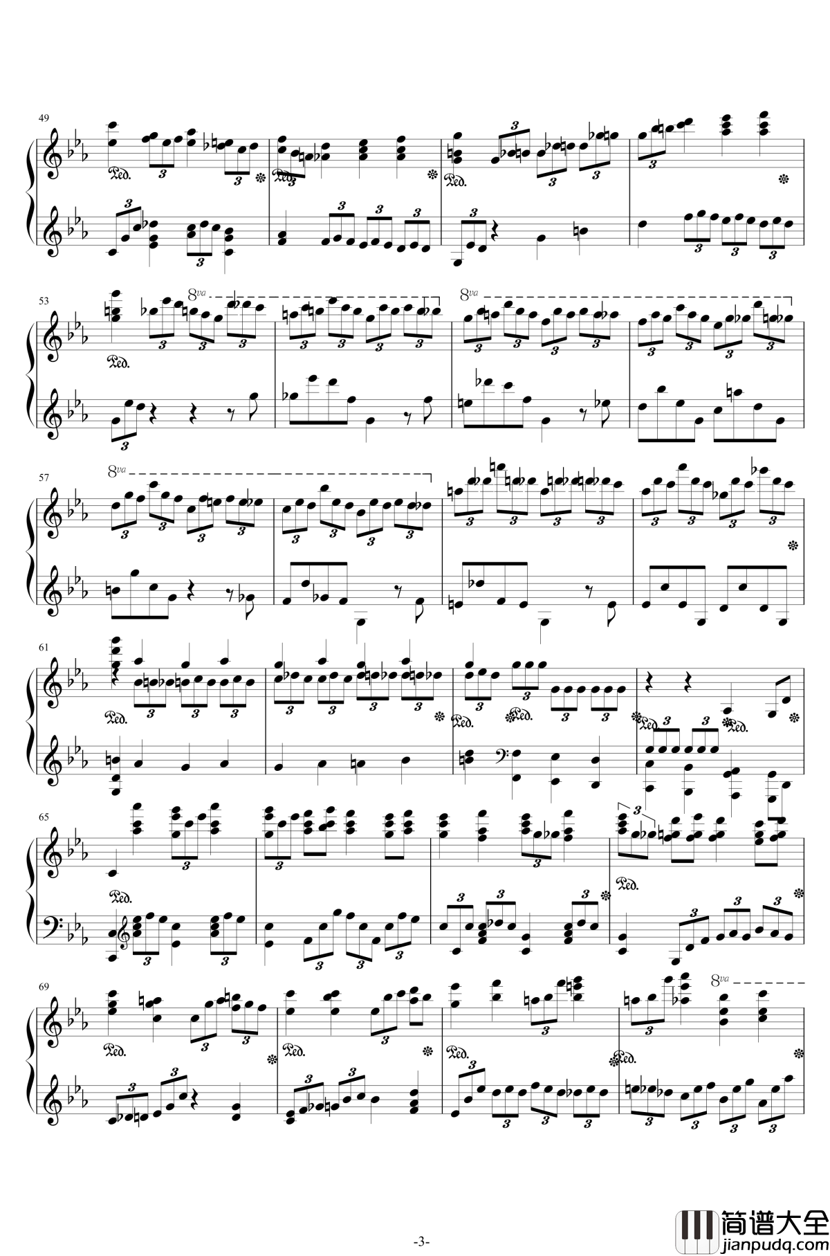 第二钢琴协奏曲钢琴谱_第三乐章独奏版_c小调_拉赫马尼若夫
