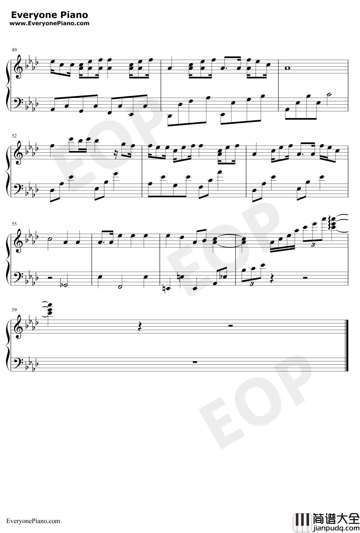 我的歌声里钢琴谱_曲婉婷_唯美简单版