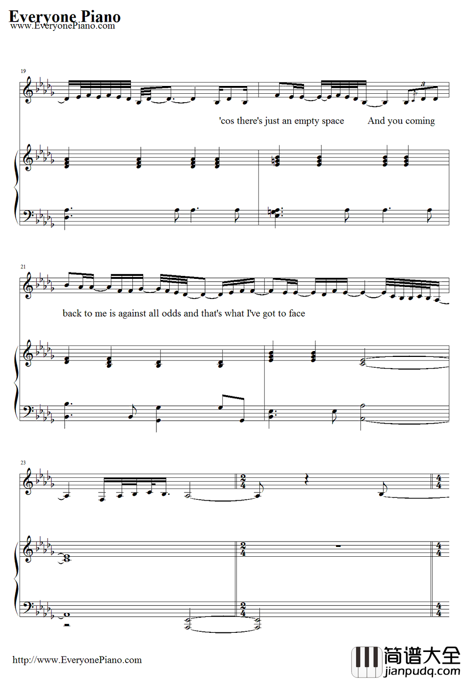 Against_All_Odds钢琴谱_PhilCollins_似是故人来主题曲