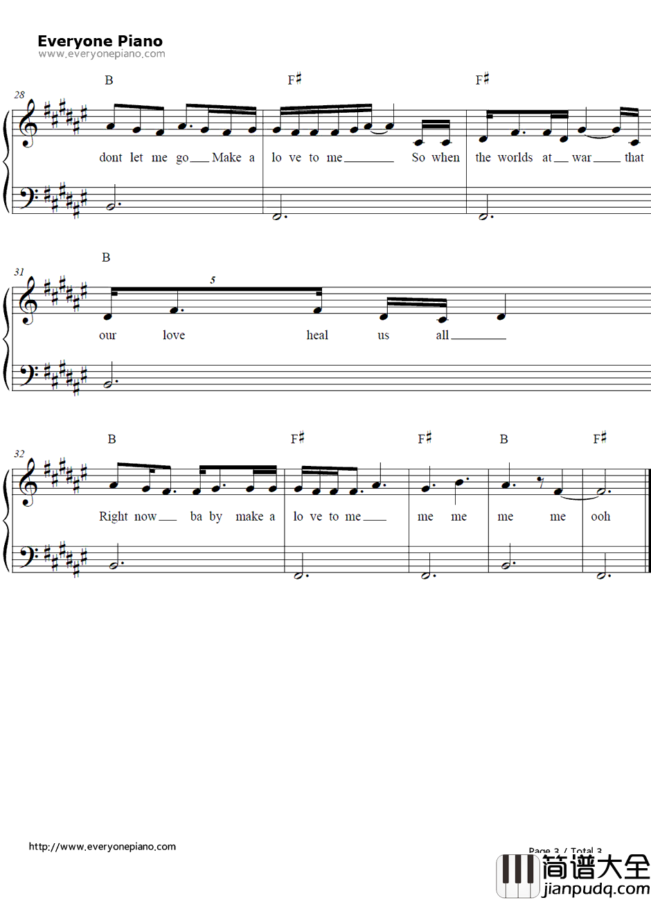 1加1钢琴谱_Beyonce
