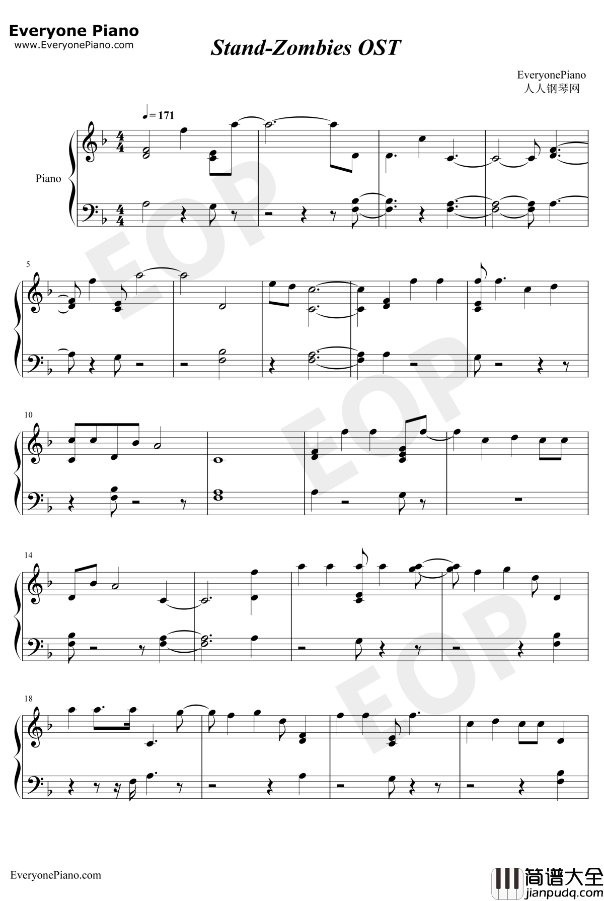 Stand钢琴谱_GeorgeS.Clinton_僵尸高校OST