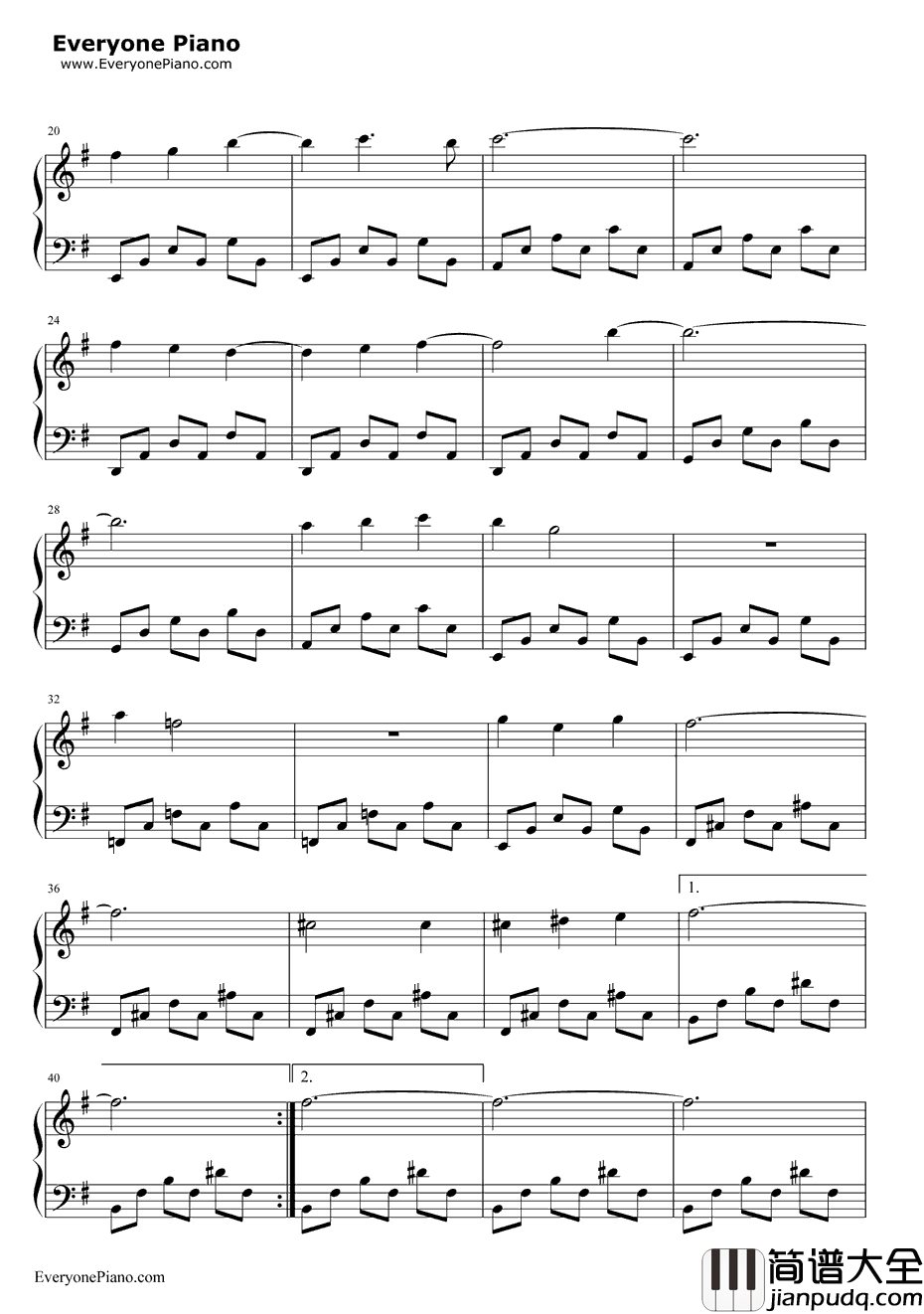 欢颜钢琴谱_齐豫_欢颜主题曲