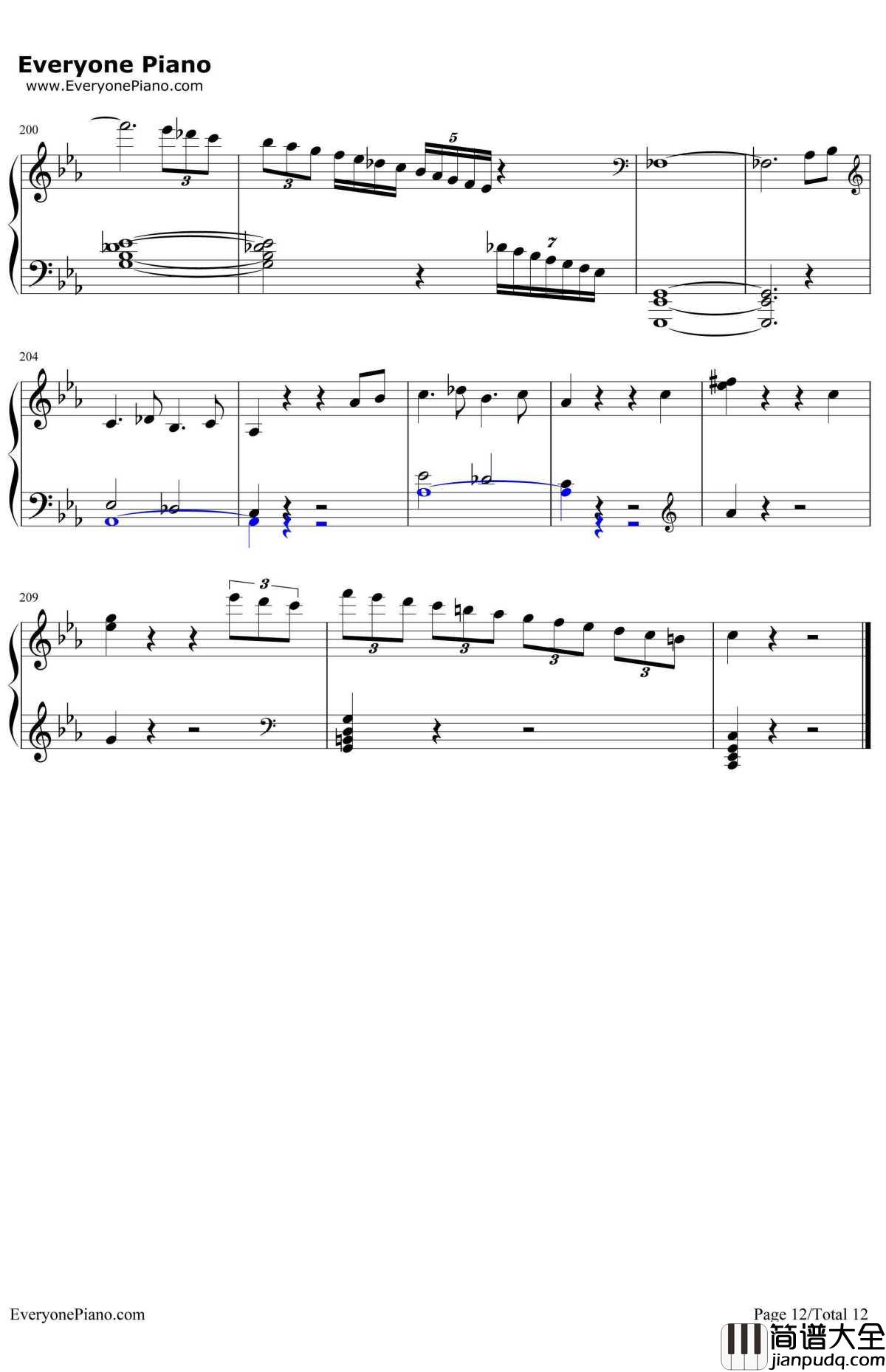 悲怆钢琴谱_贝多芬_贝多芬_c小调第八钢琴奏鸣曲第三乐章