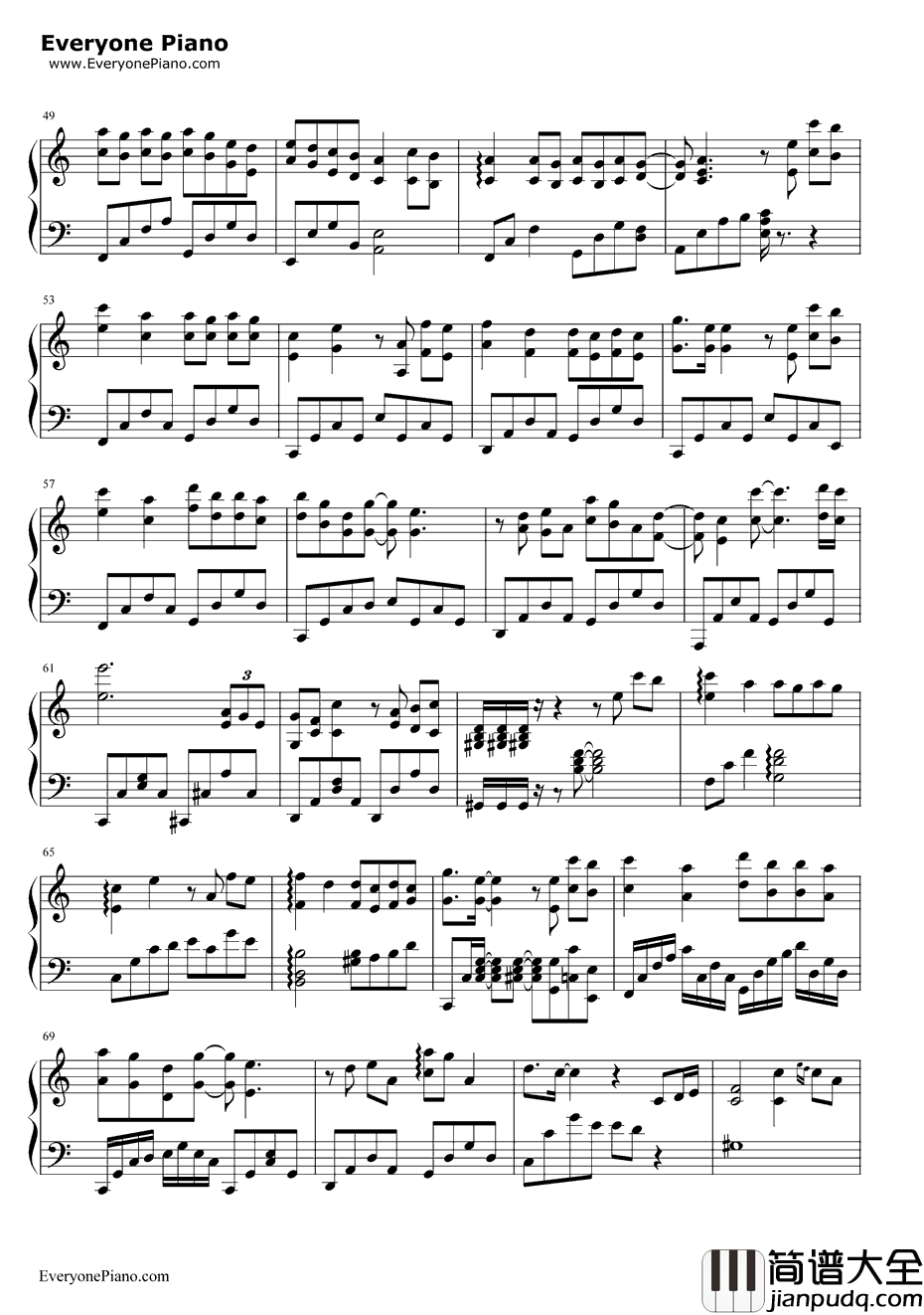 千古钢琴谱_阿兰_花千骨片头曲