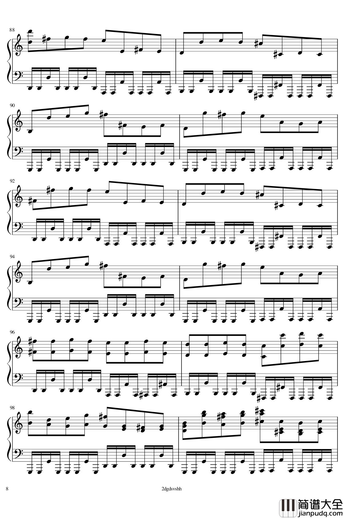 卡农摇滚版钢琴谱_钢琴_帕赫贝尔_Pachelbel