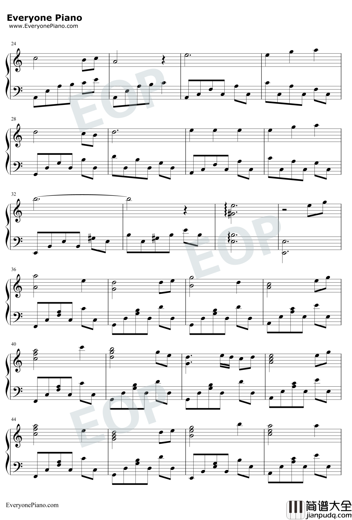拥抱粉雪钢琴谱_饭冢雅弓_天使恋曲角色主题歌