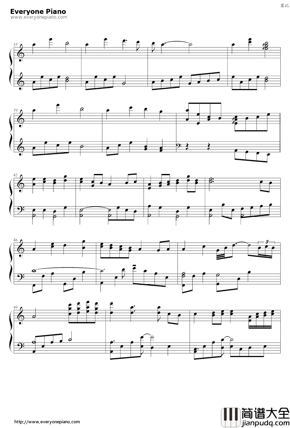 茗记钢琴谱_L_key_2ndlife(国产动画片_茗记_主题曲)
