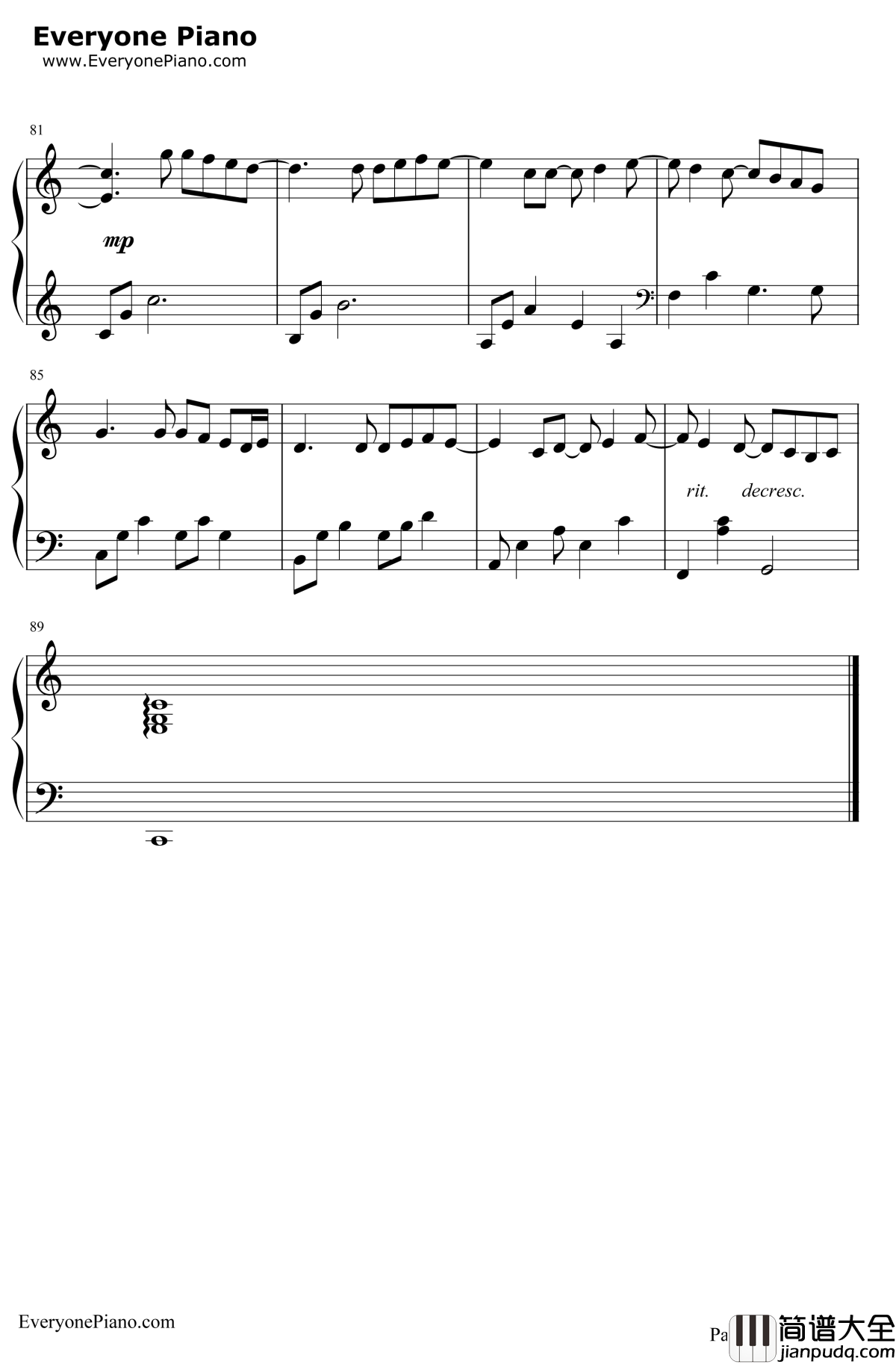 此情可待钢琴谱_RichardMarx_Right_Here_Waiting