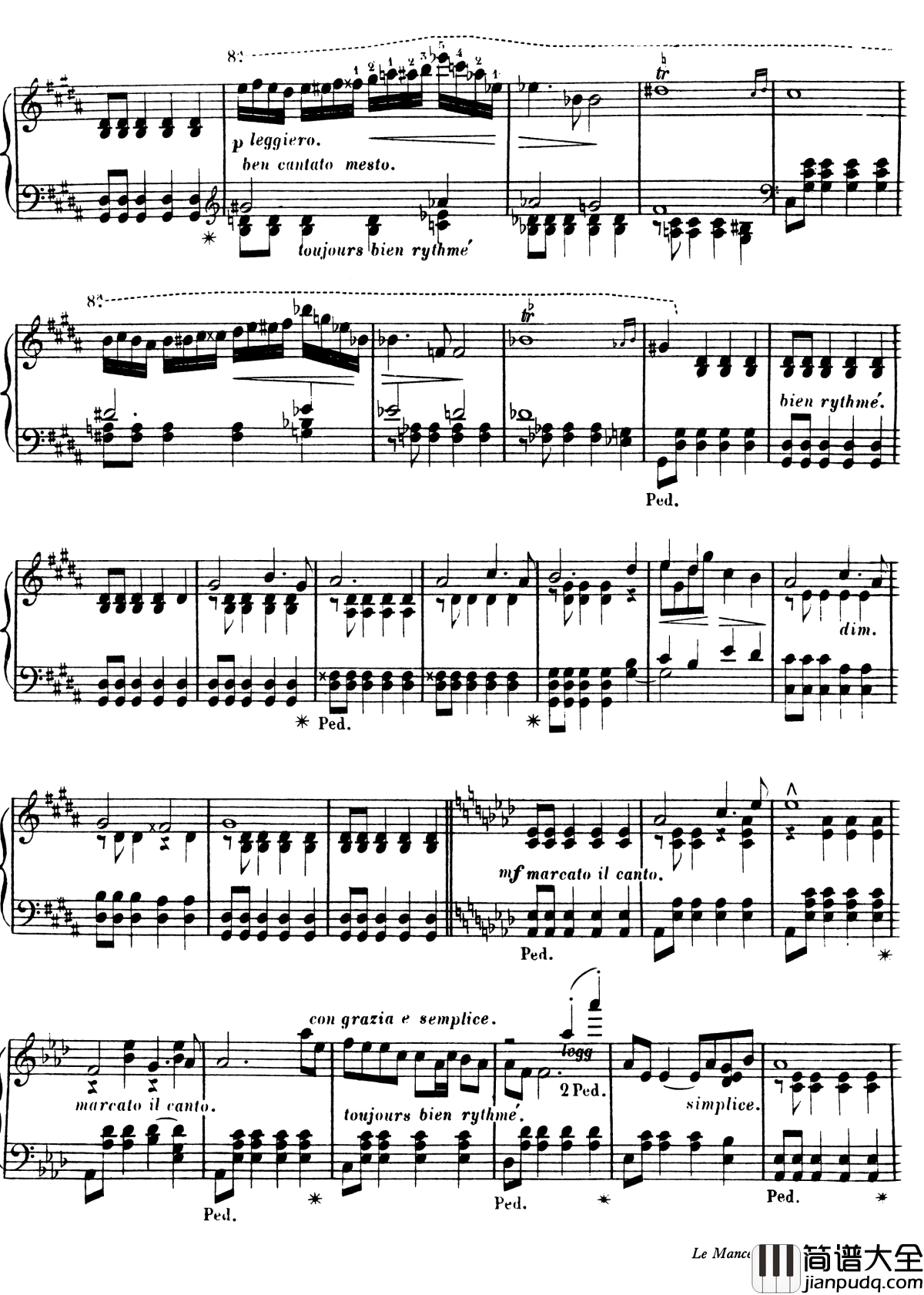 西印度小夜曲_Op.11钢琴谱_戈特沙尔克