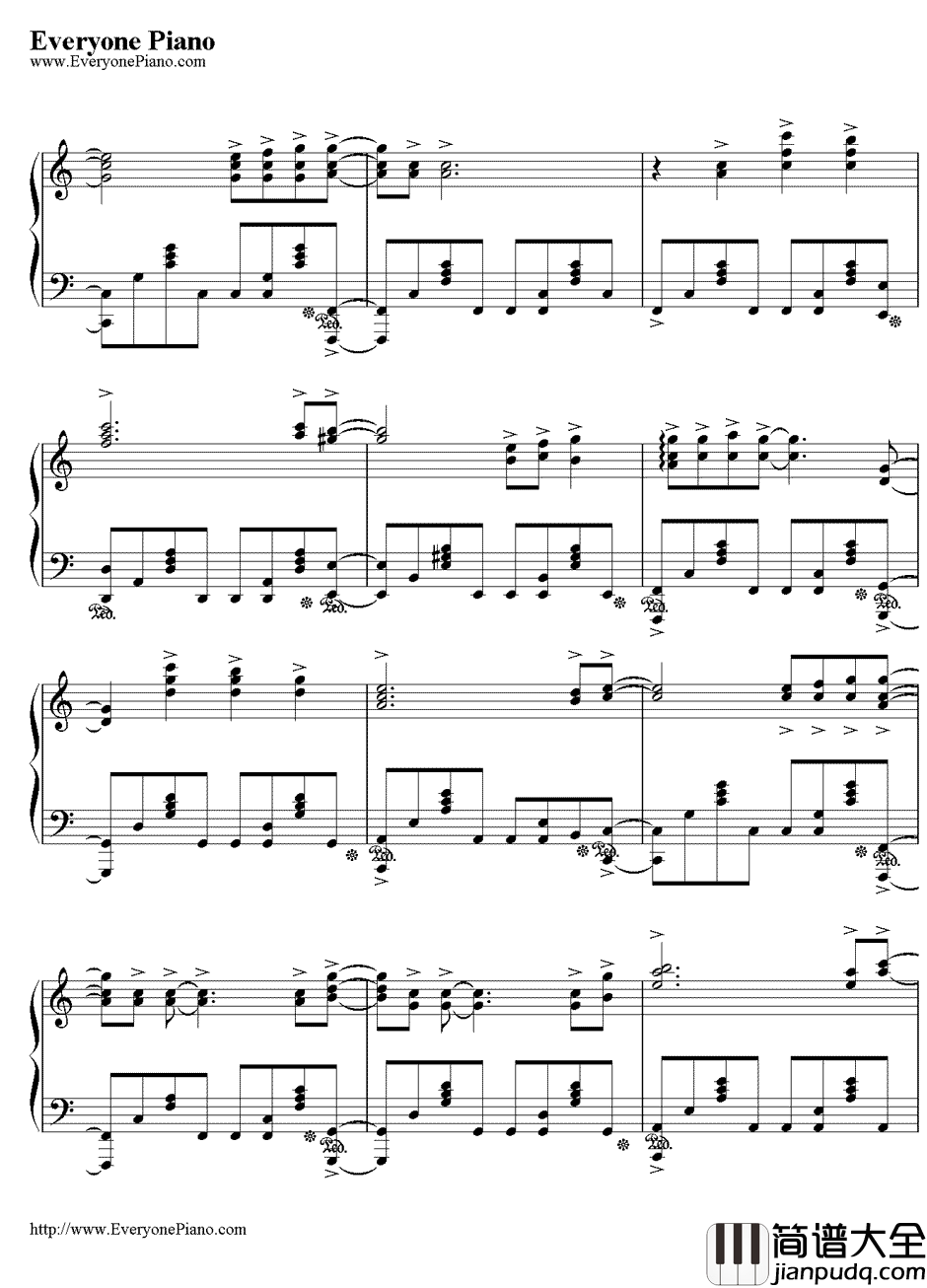 绯色之空钢琴谱_川田麻美_灼眼的夏娜主题曲