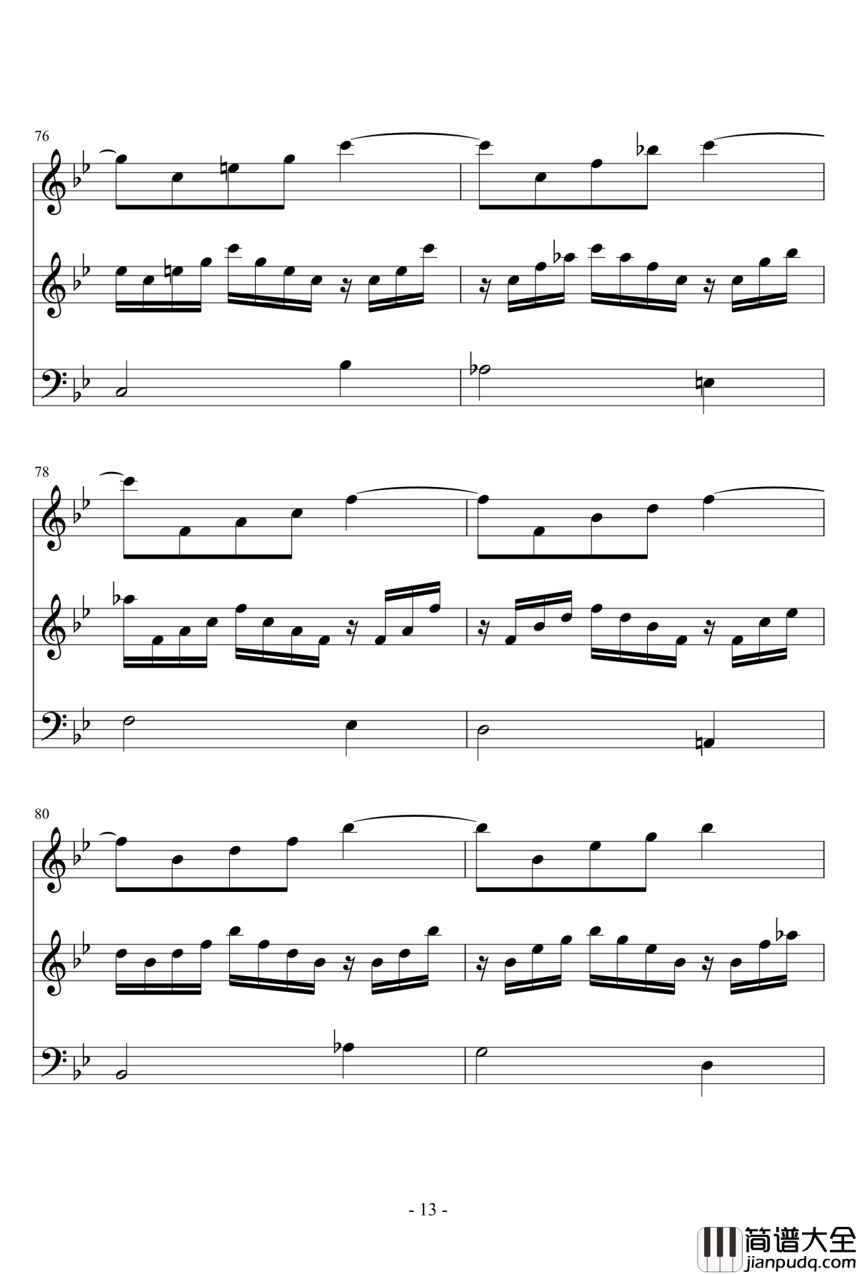 长笛与羽管键琴奏鸣曲第一乐章钢琴谱_巴赫_P.E.Bach