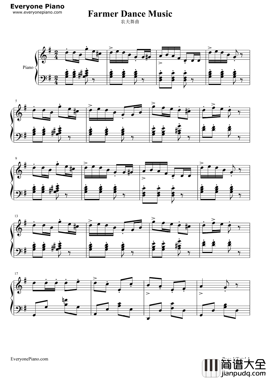 农夫舞曲钢琴谱_鲍姆费尔德