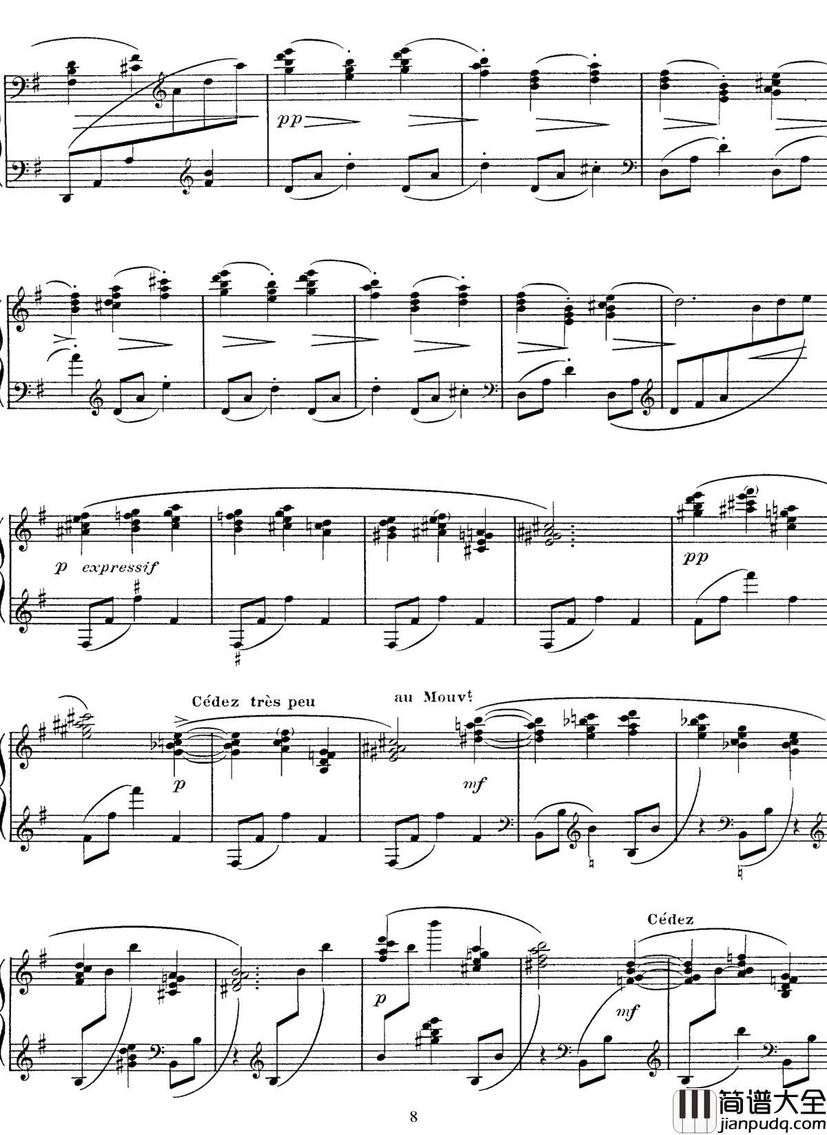高贵而伤感的圆舞曲钢琴谱_拉威尔_Ravel