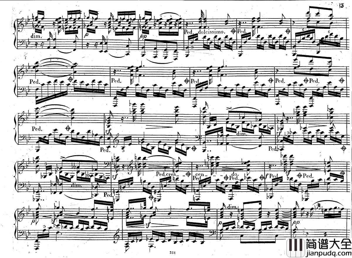 降E大调第八钢琴奏鸣曲_Op.144钢琴谱_车尔尼_Czerny