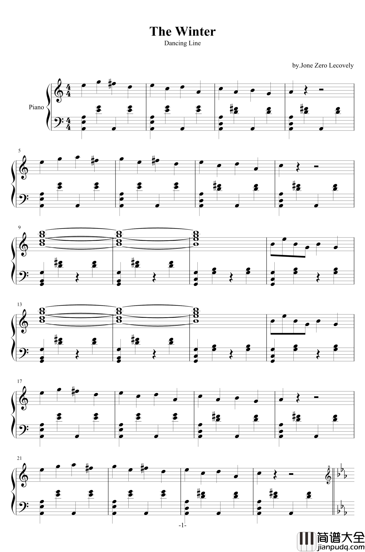 寒冬The_Winter钢琴谱_跳舞的线Dancing_Line