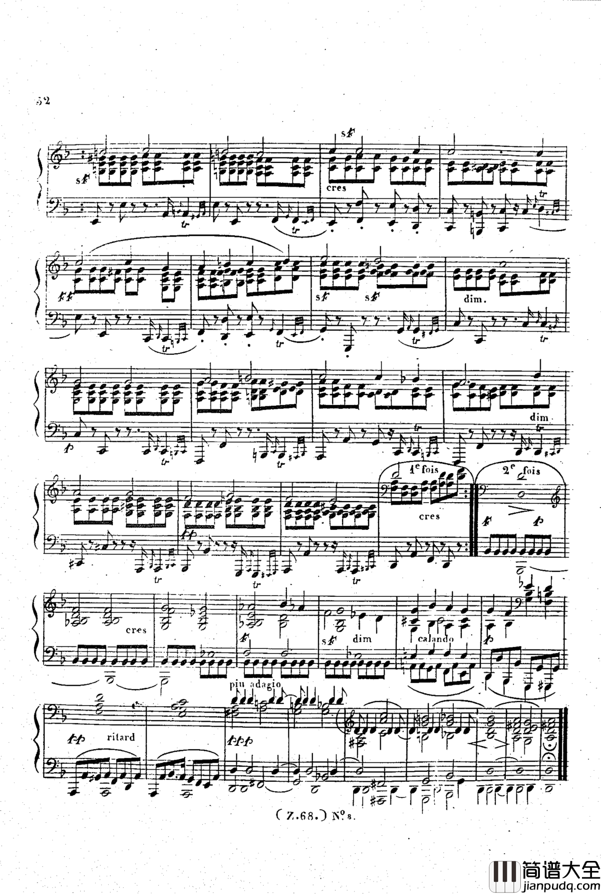 _d小调第六钢琴奏鸣曲_Op.124钢琴谱_车尔尼_Czerny