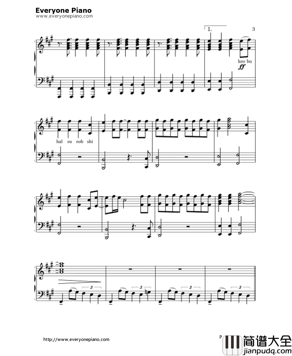 wolf(狼与美女)钢琴谱_EXO