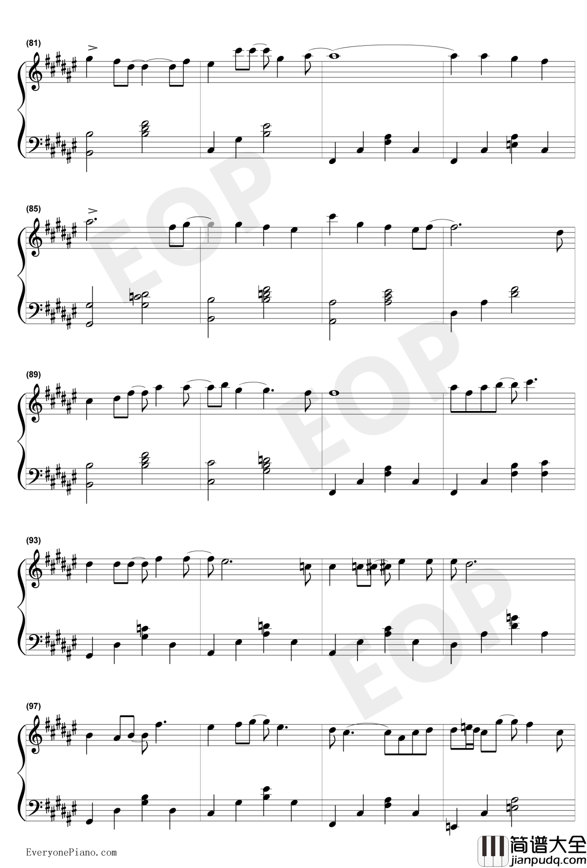 爱的回归线钢琴谱_陈韵若陈每文_爱情公寓3插曲