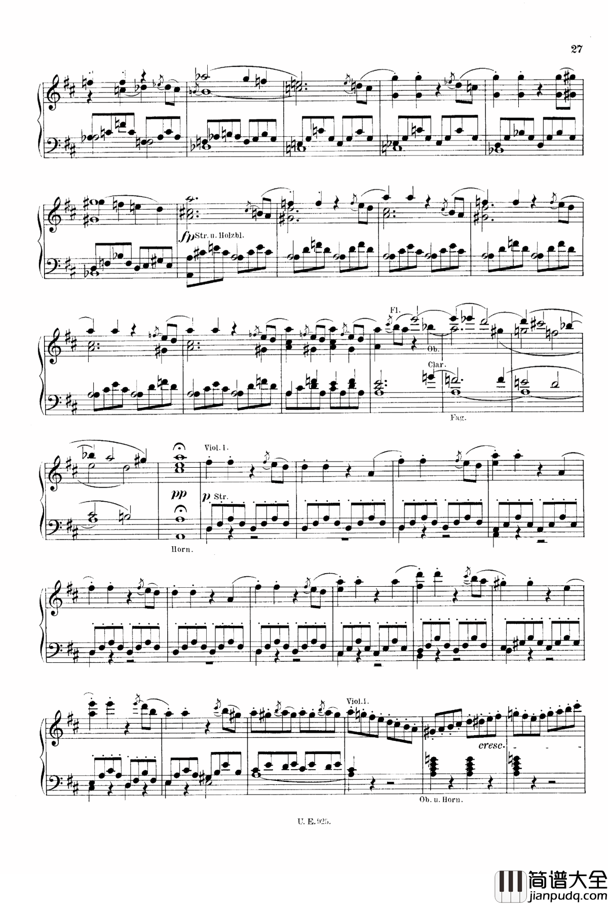 D大调第一交响曲_D.82钢琴谱_舒伯特