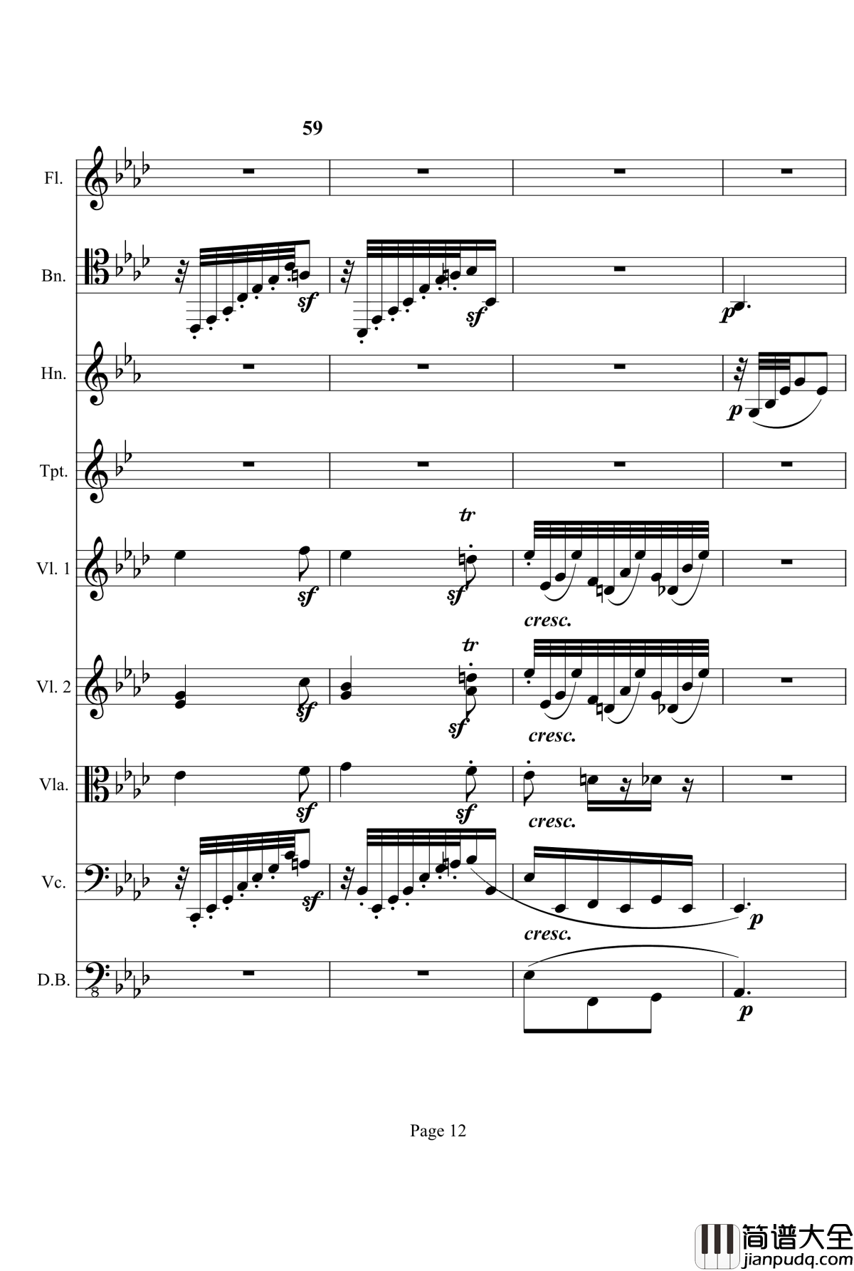 奏鸣曲之交响钢琴谱_第12首_Ⅰ_贝多芬_beethoven