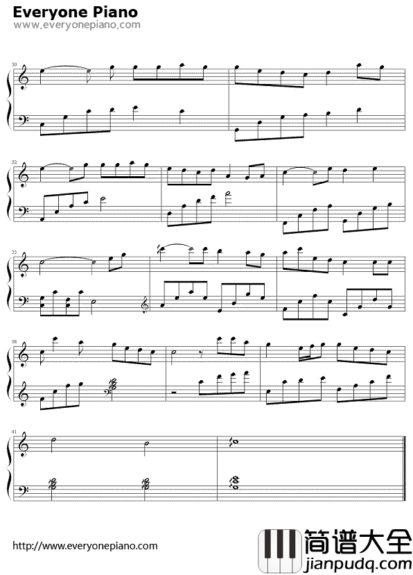 隐形的翅膀钢琴谱_张韶涵_爱杀17主题曲