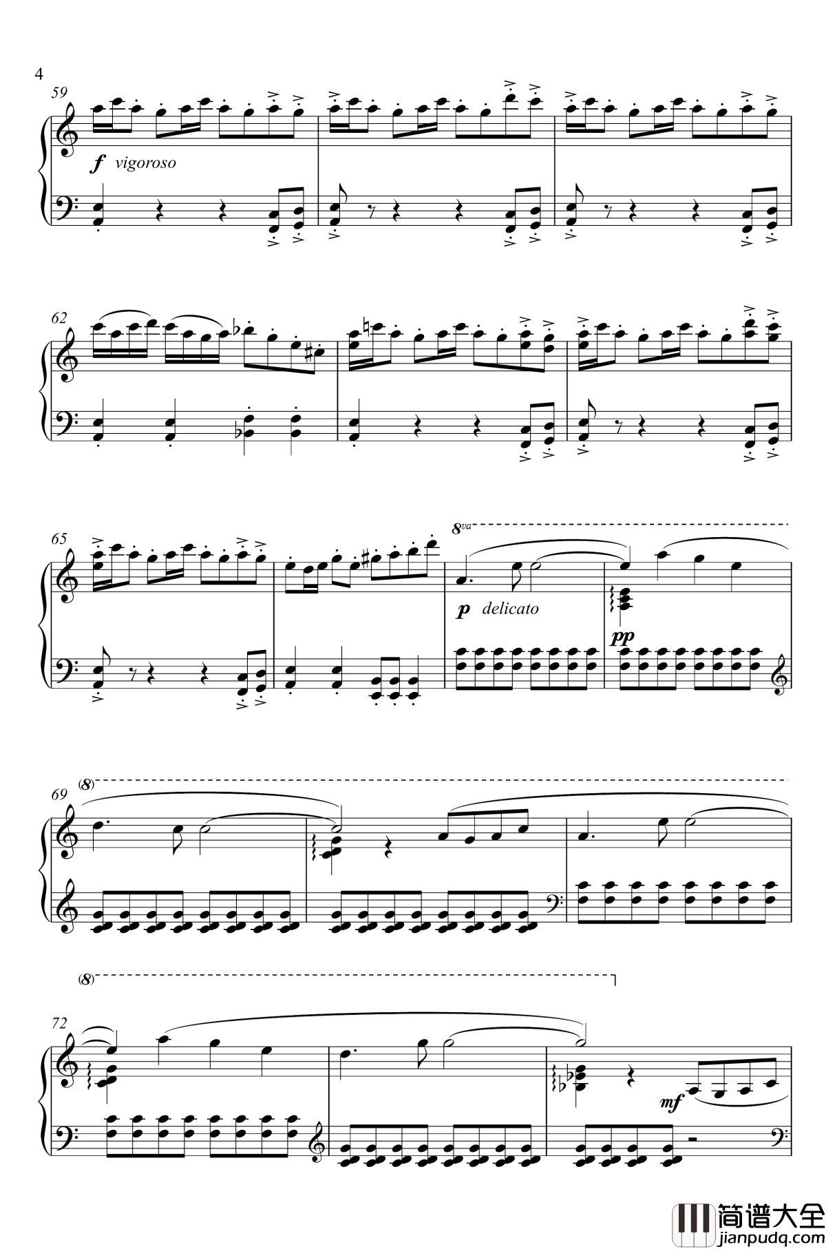 后藤藤四郎钢琴谱_近侍曲_简易版_刀剑乱舞