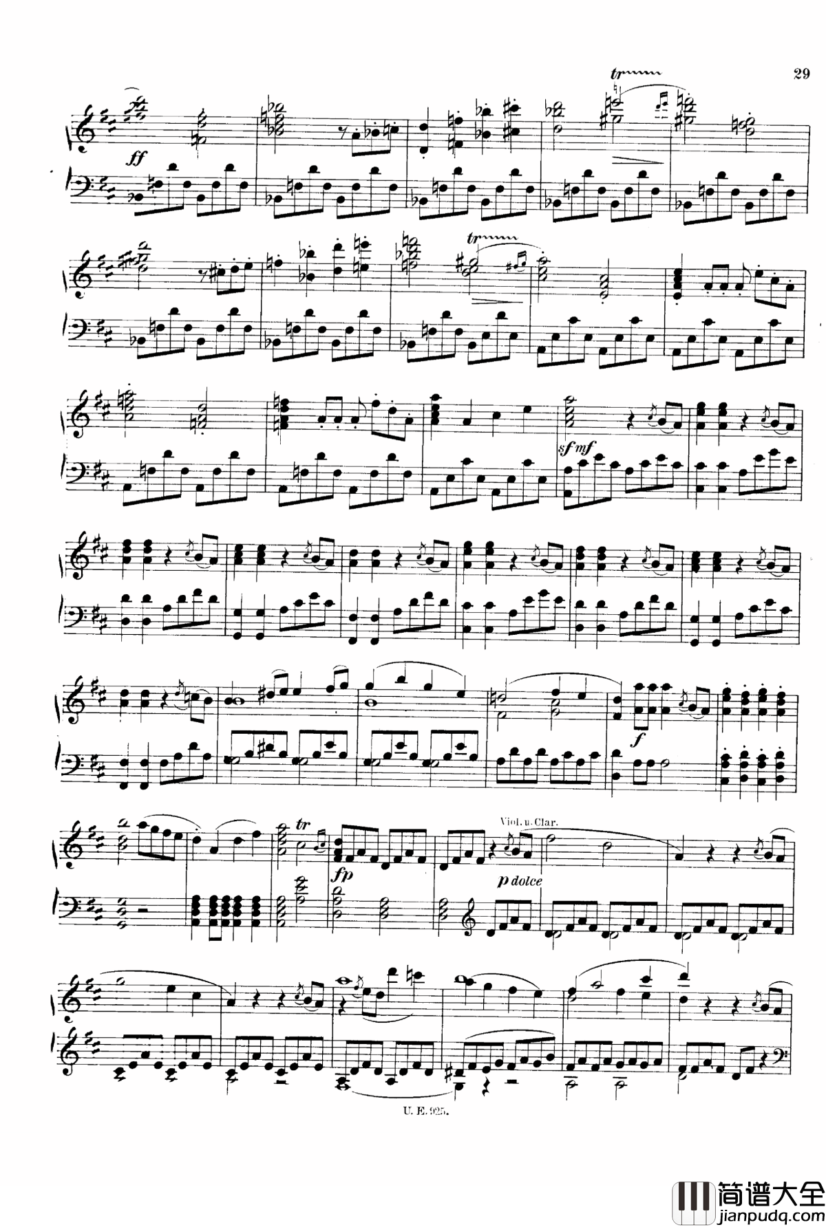 D大调第一交响曲_D.82钢琴谱_舒伯特