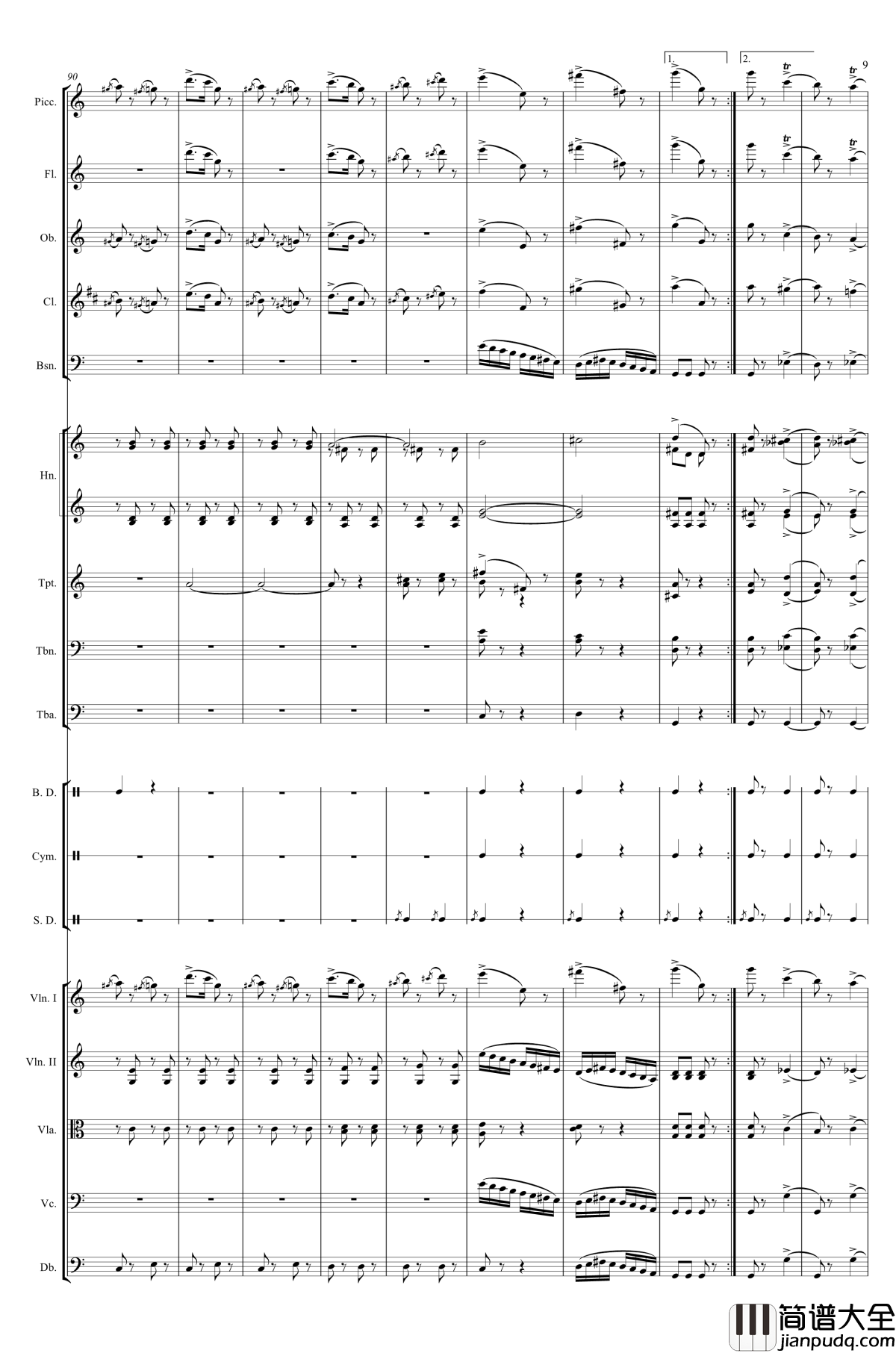 电闪雷鸣的快速波尔卡钢琴谱_Johann_Jr._Strauss