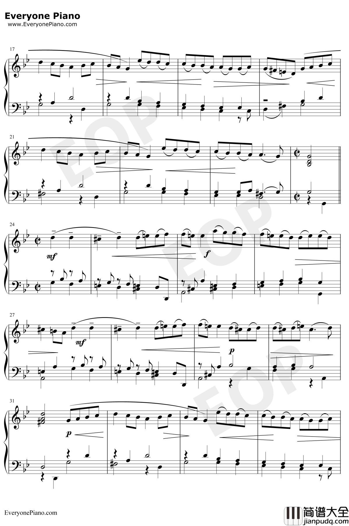 加伏特舞曲15钢琴谱_巴赫_巴赫初级钢琴曲集