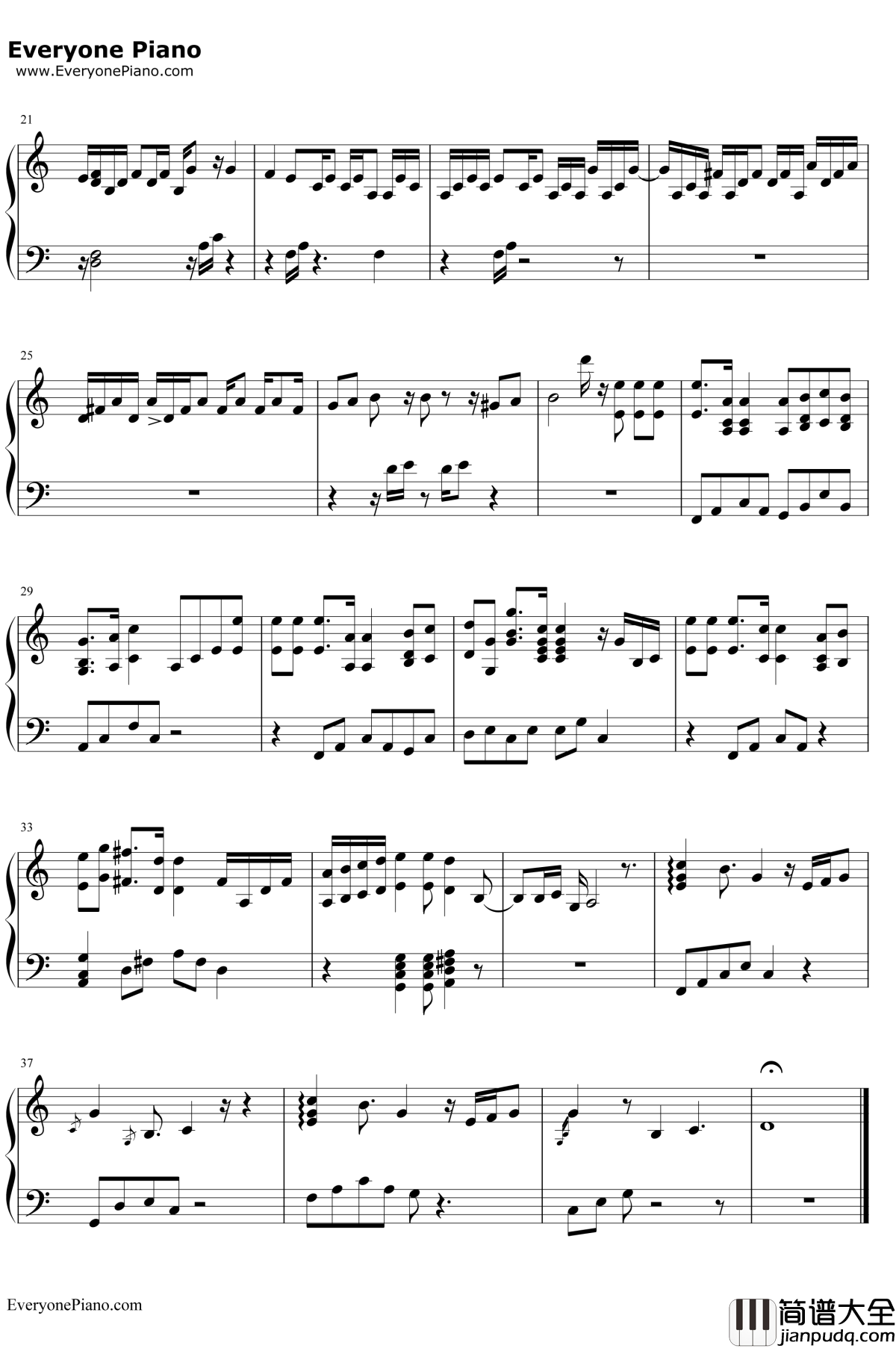 罪若花开钢琴谱_郭京飞_钢琴版_暗黑者主题曲