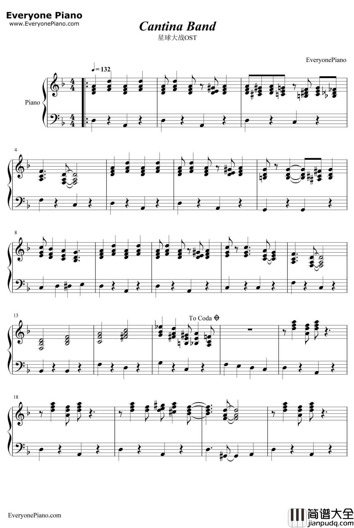Cantina_Band钢琴谱_JohnWilliams _星球大战OST