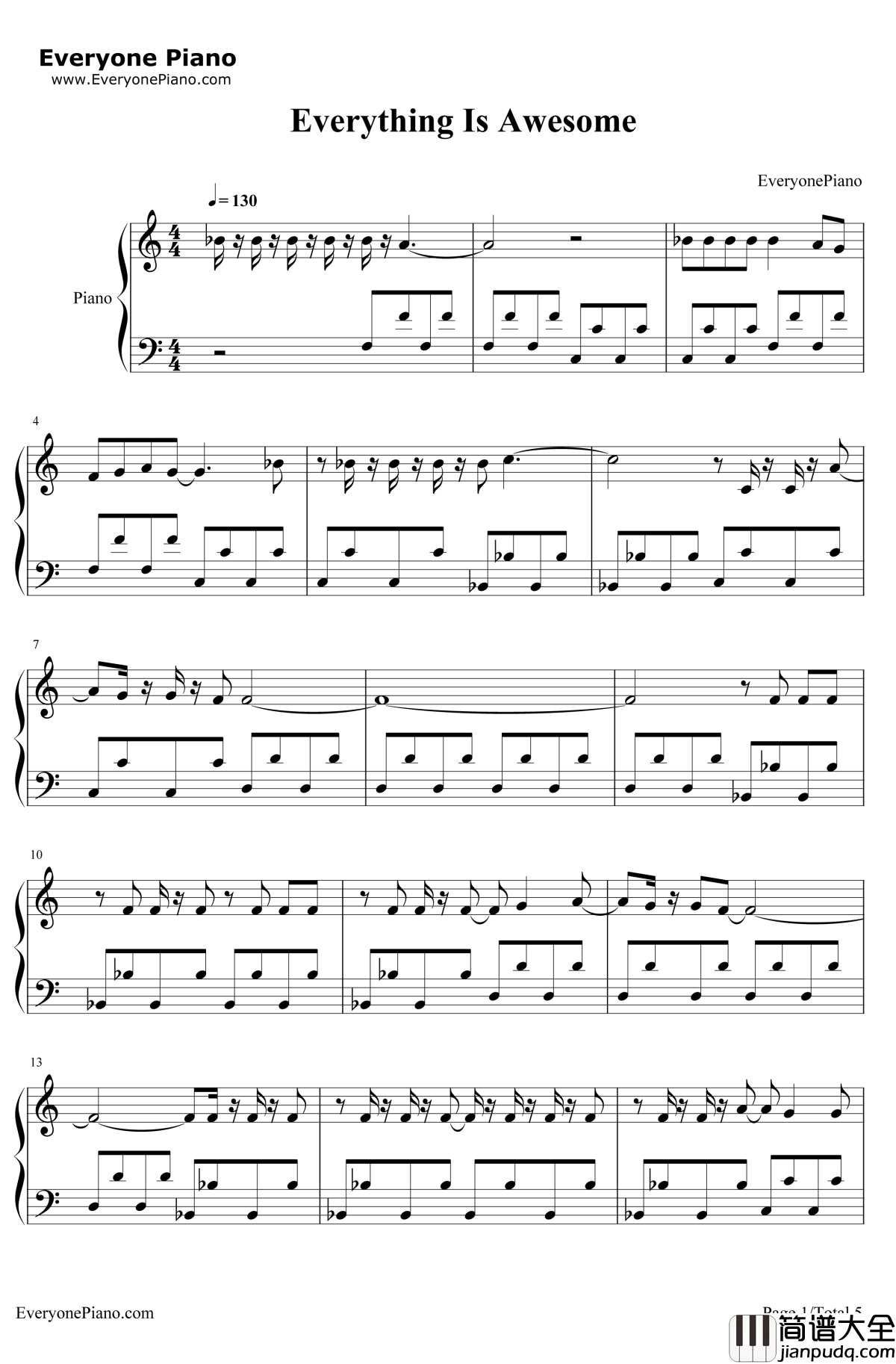 Every_thing_Is_Awe_some钢琴谱_TeganandSara