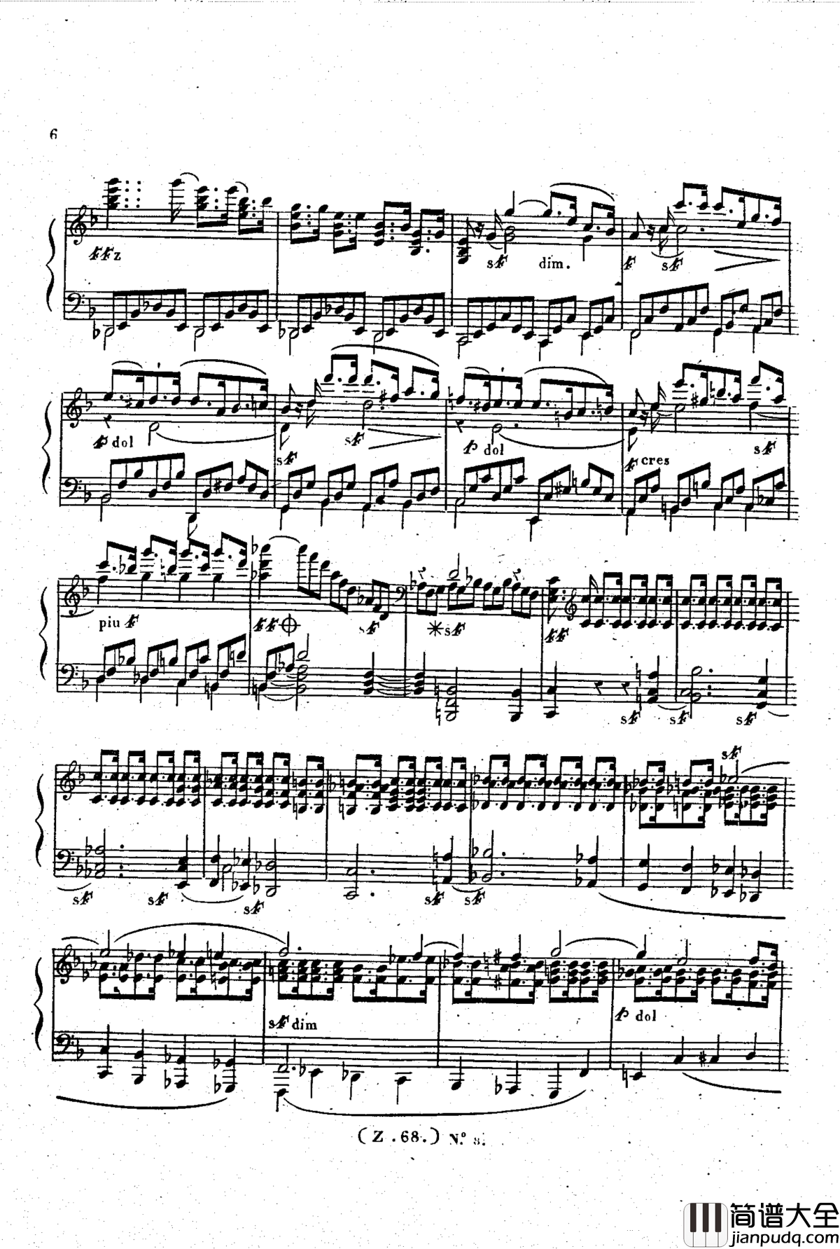 _d小调第六钢琴奏鸣曲_Op.124钢琴谱_车尔尼_Czerny