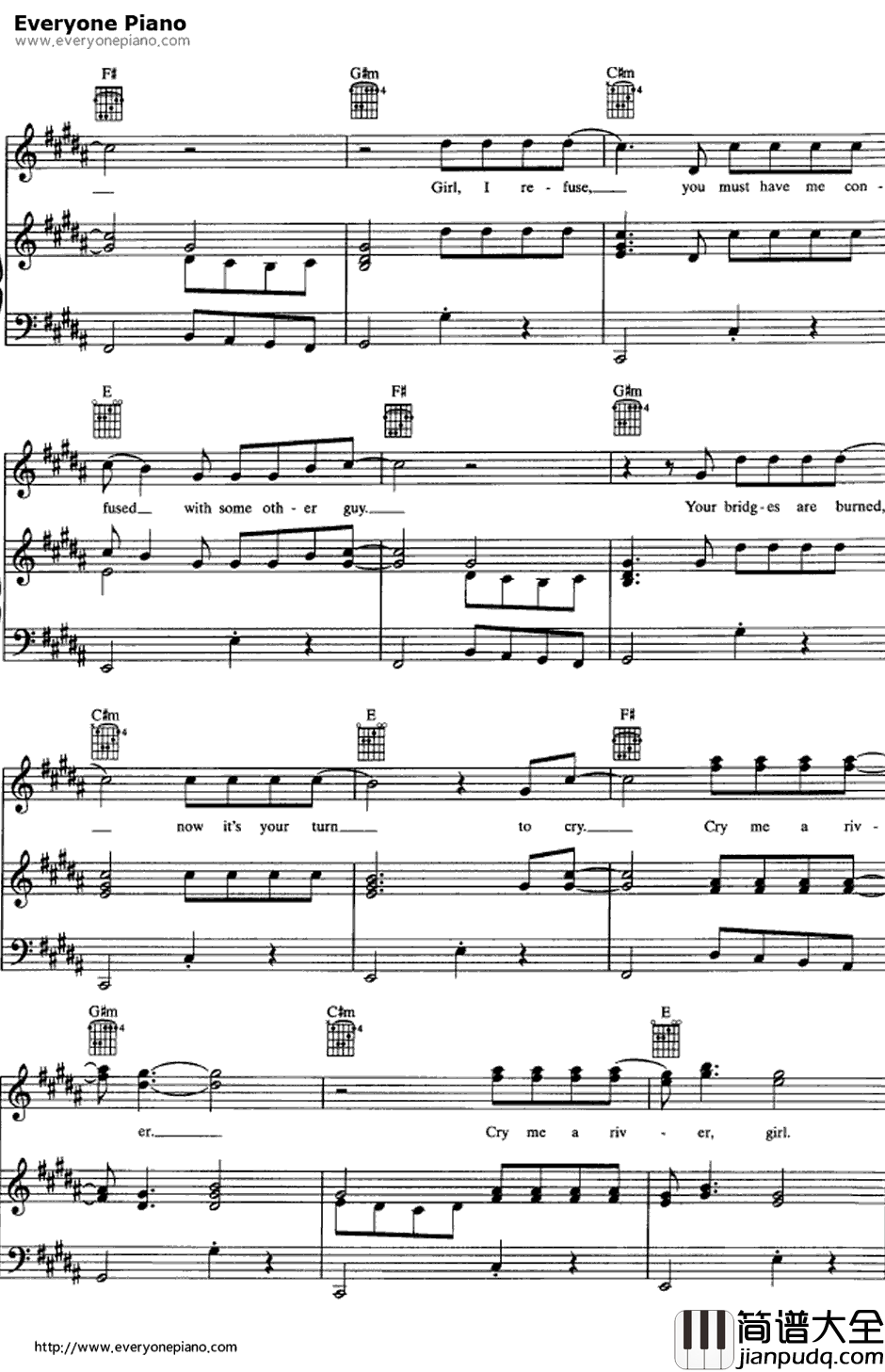 Cry_Me_a_River钢琴谱_JustinTimberlake