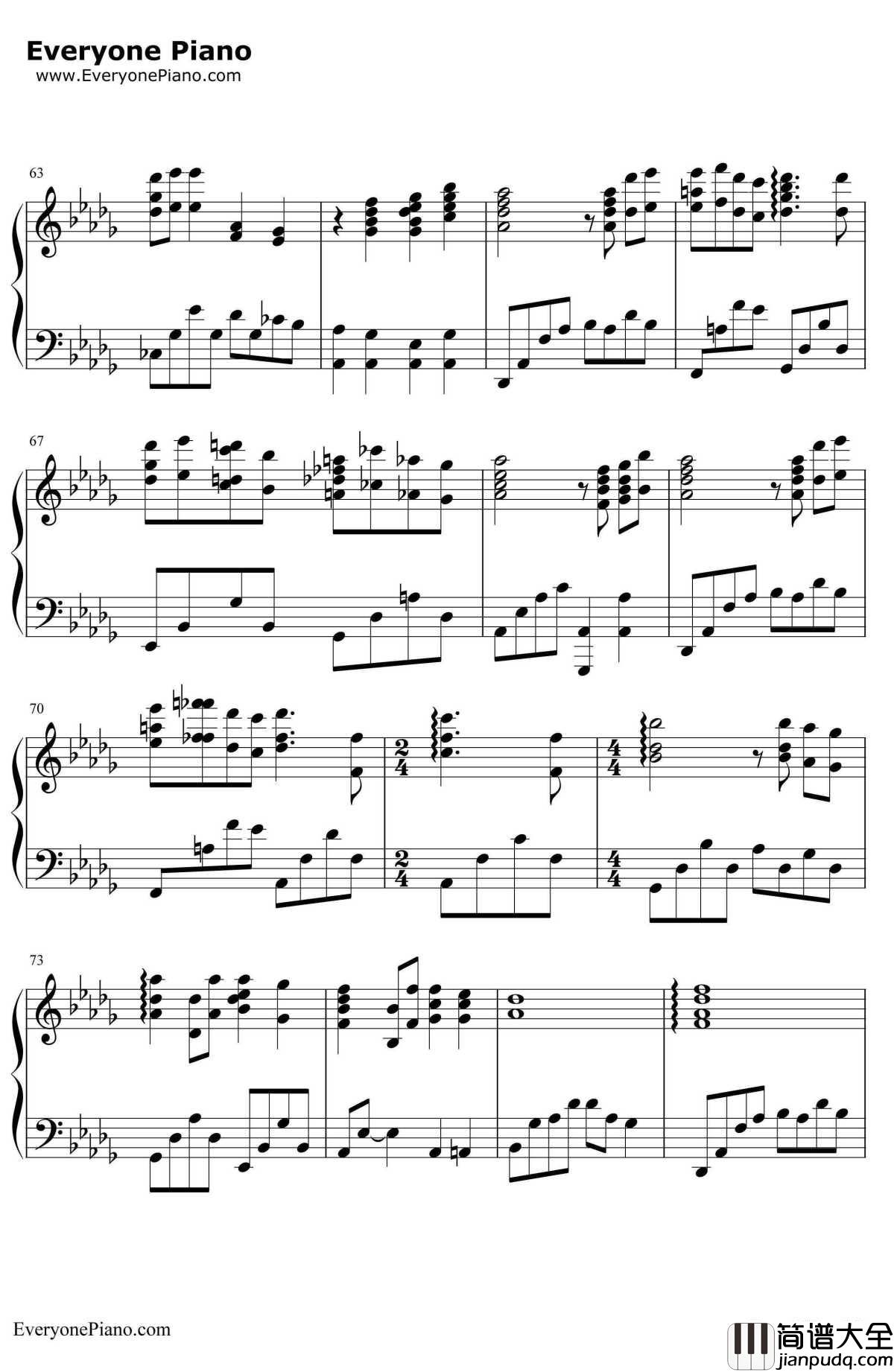 幽灵公主片尾曲钢琴谱_久石让JoeHisaishi宫崎骏_宫崎骏动画