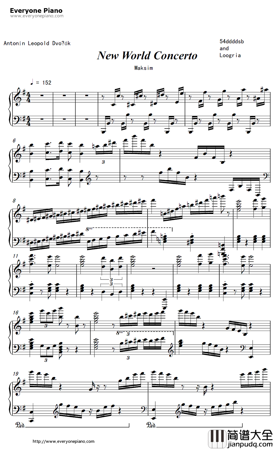 New_World_Concerto钢琴谱_马克西姆_新世界钢琴协奏曲