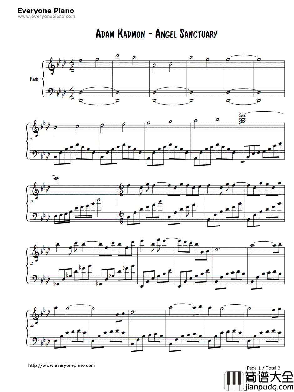 Adam_Kadmon钢琴谱_Angel_Sanctuary
