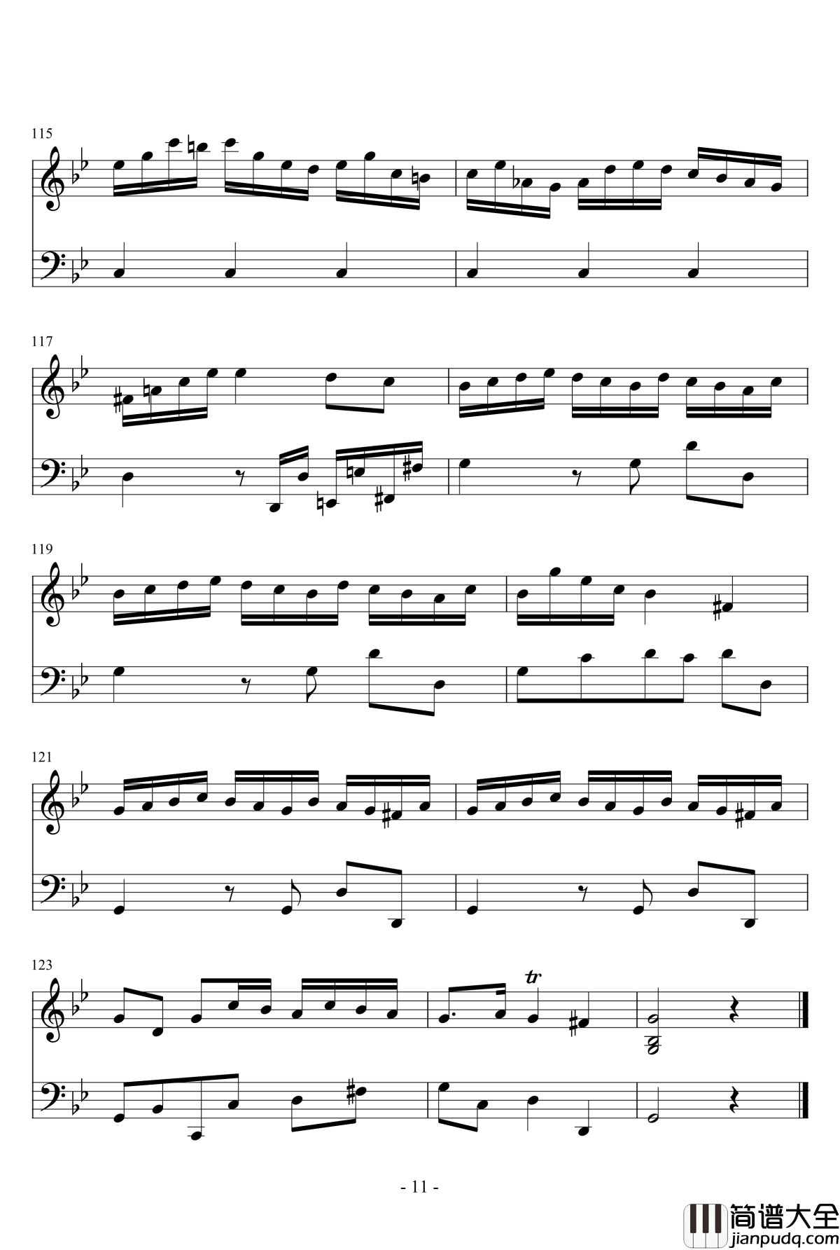 G小调羽管键琴奏鸣曲钢琴谱_第一乐章_巴哈