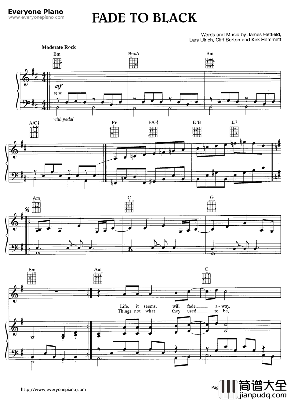 Fade_to_Black钢琴谱_Metallica