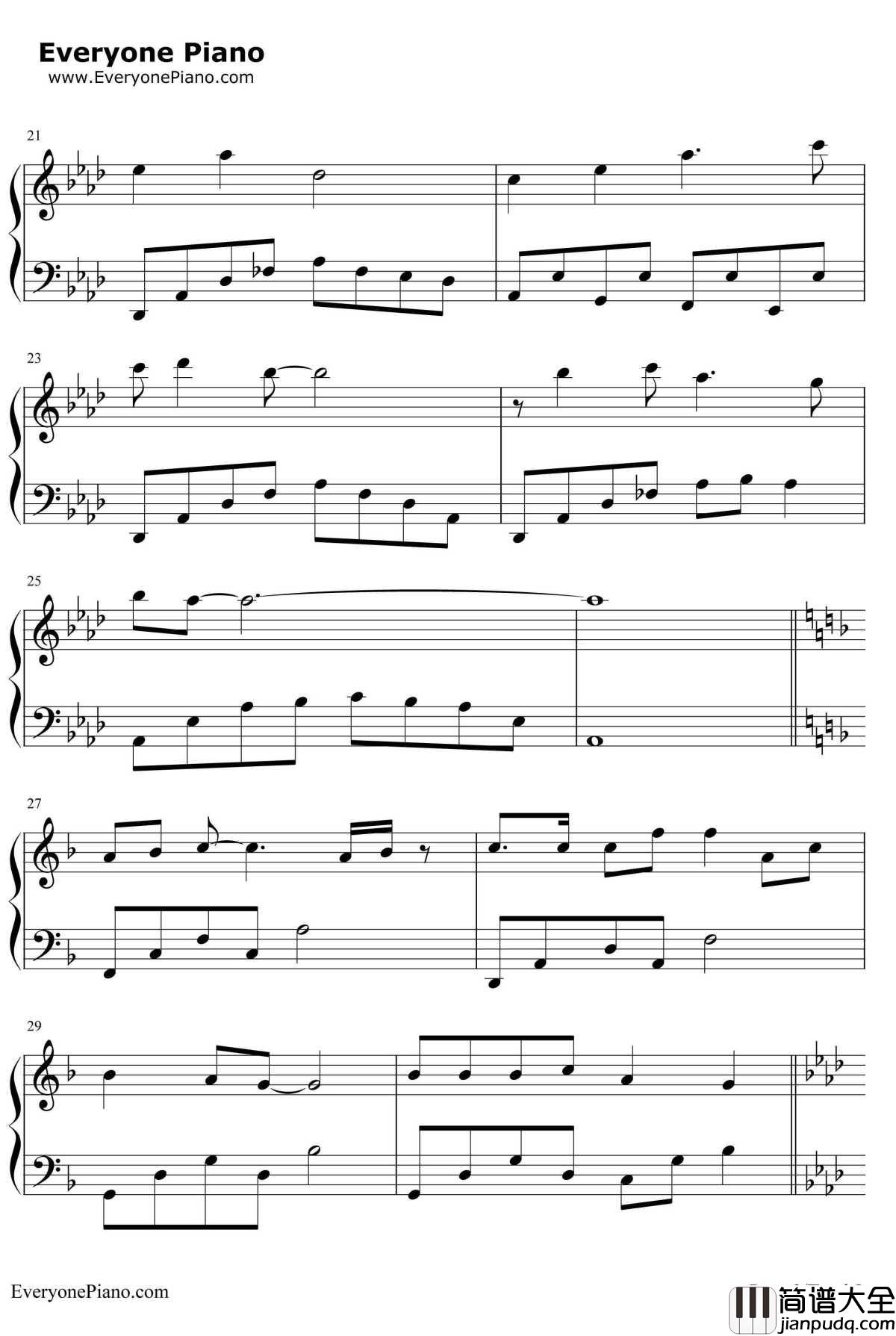 Reflection钢琴谱_克莉丝汀娜CHRISTINAAGUIELRA_卡通片Mulan花木兰主题曲