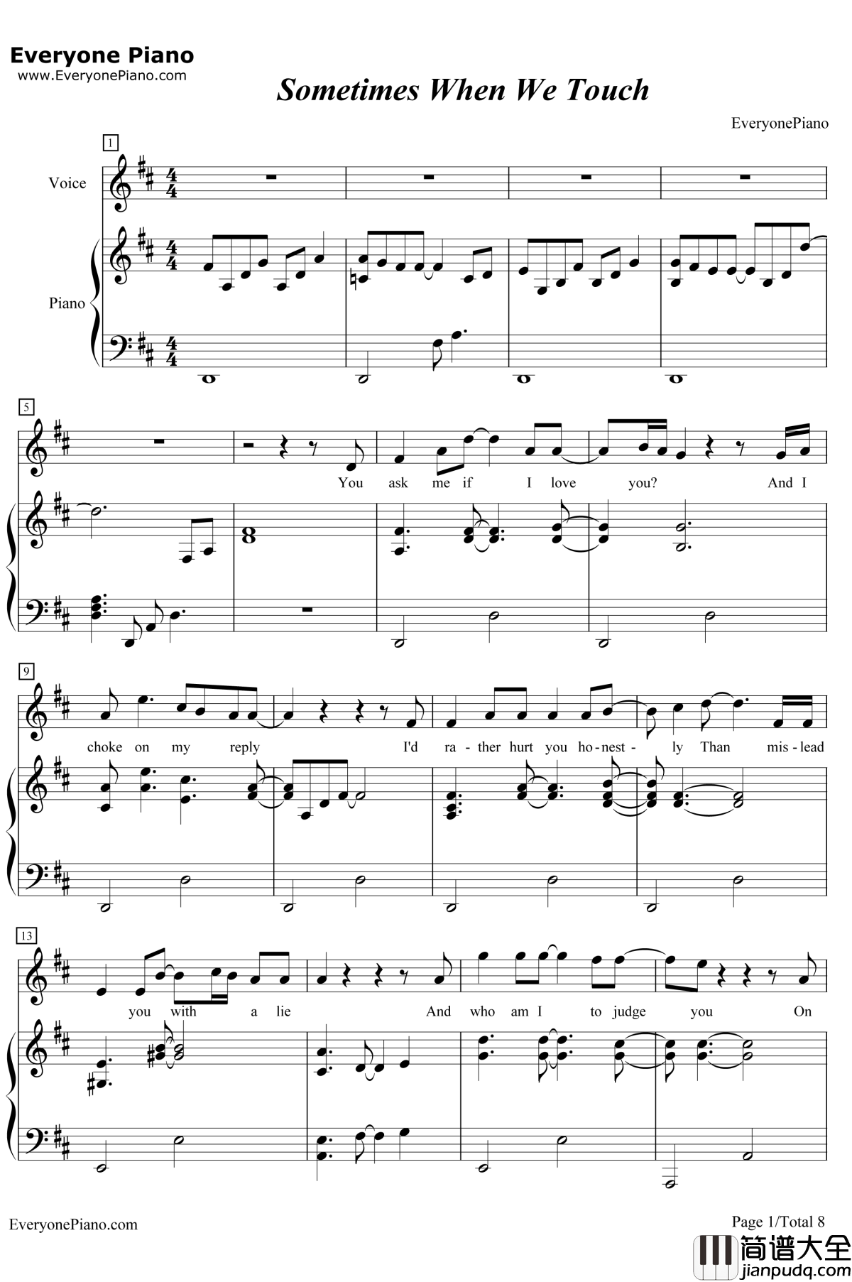 Some_times_When_We_Touch钢琴谱_DanHill