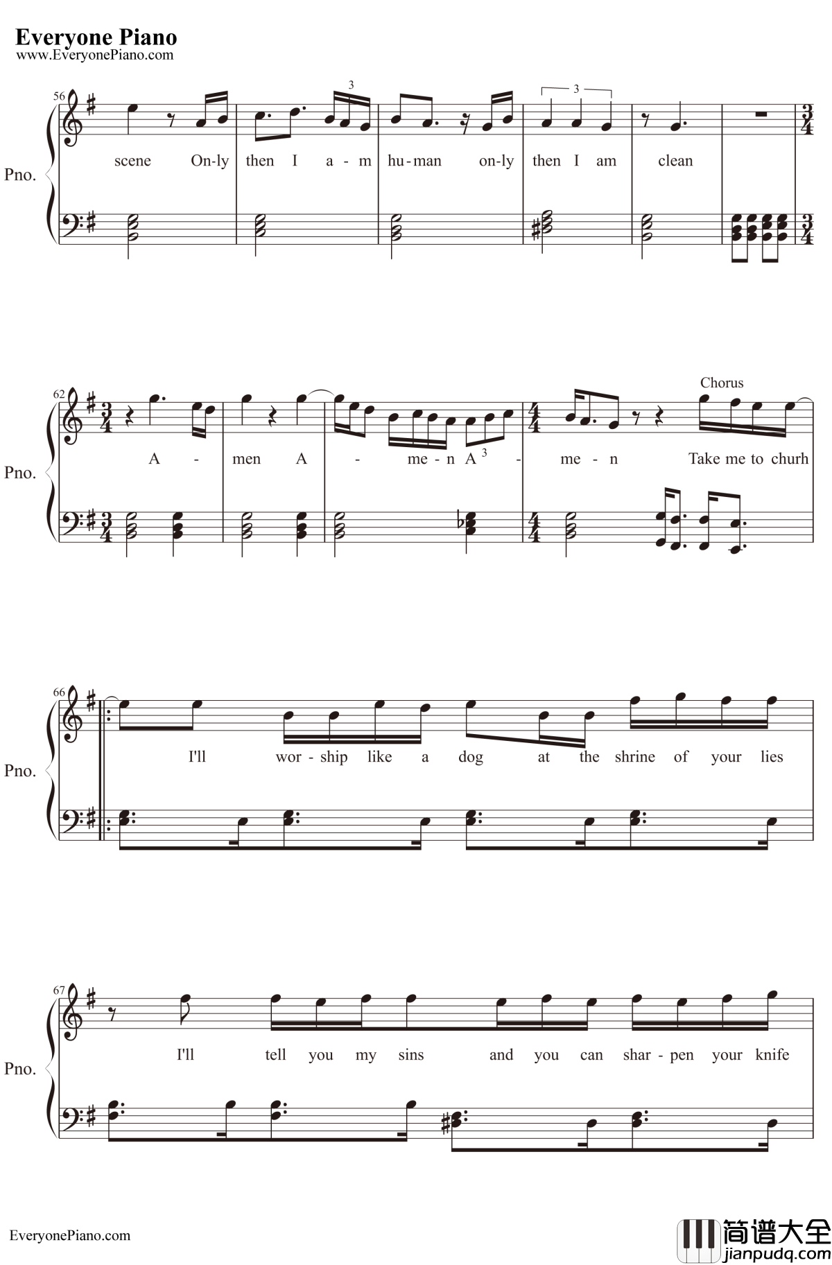 TakeMetoChurch钢琴谱_Hozier