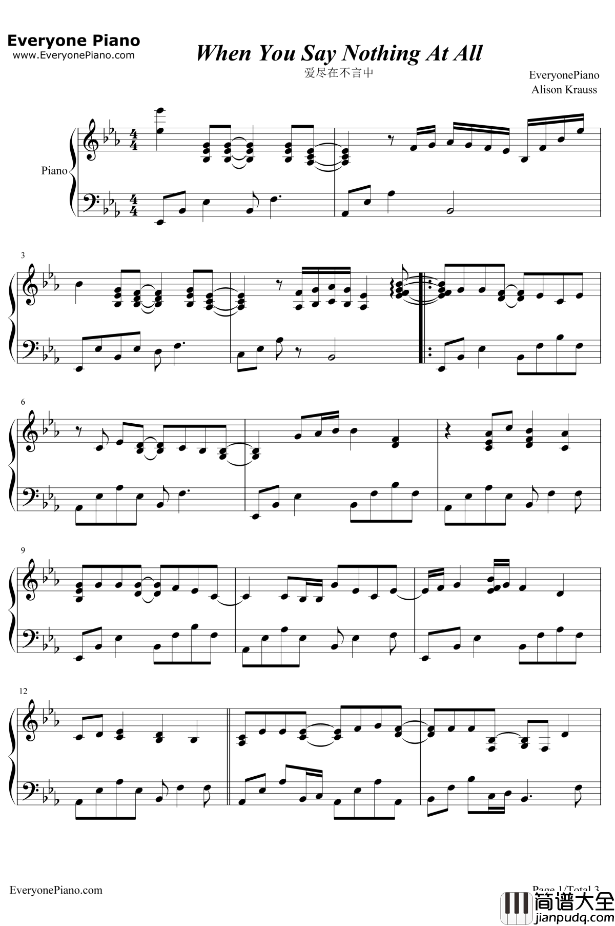 When_You_Say_Nothing_At_All钢琴谱_AlisonKrauss