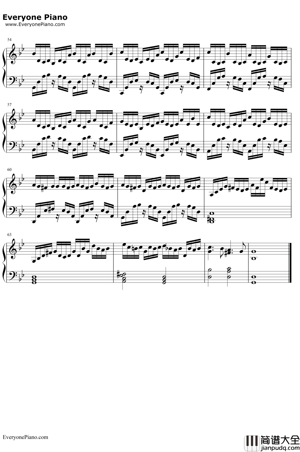 g小调的巴赫钢琴谱_巴赫_平均律变奏曲