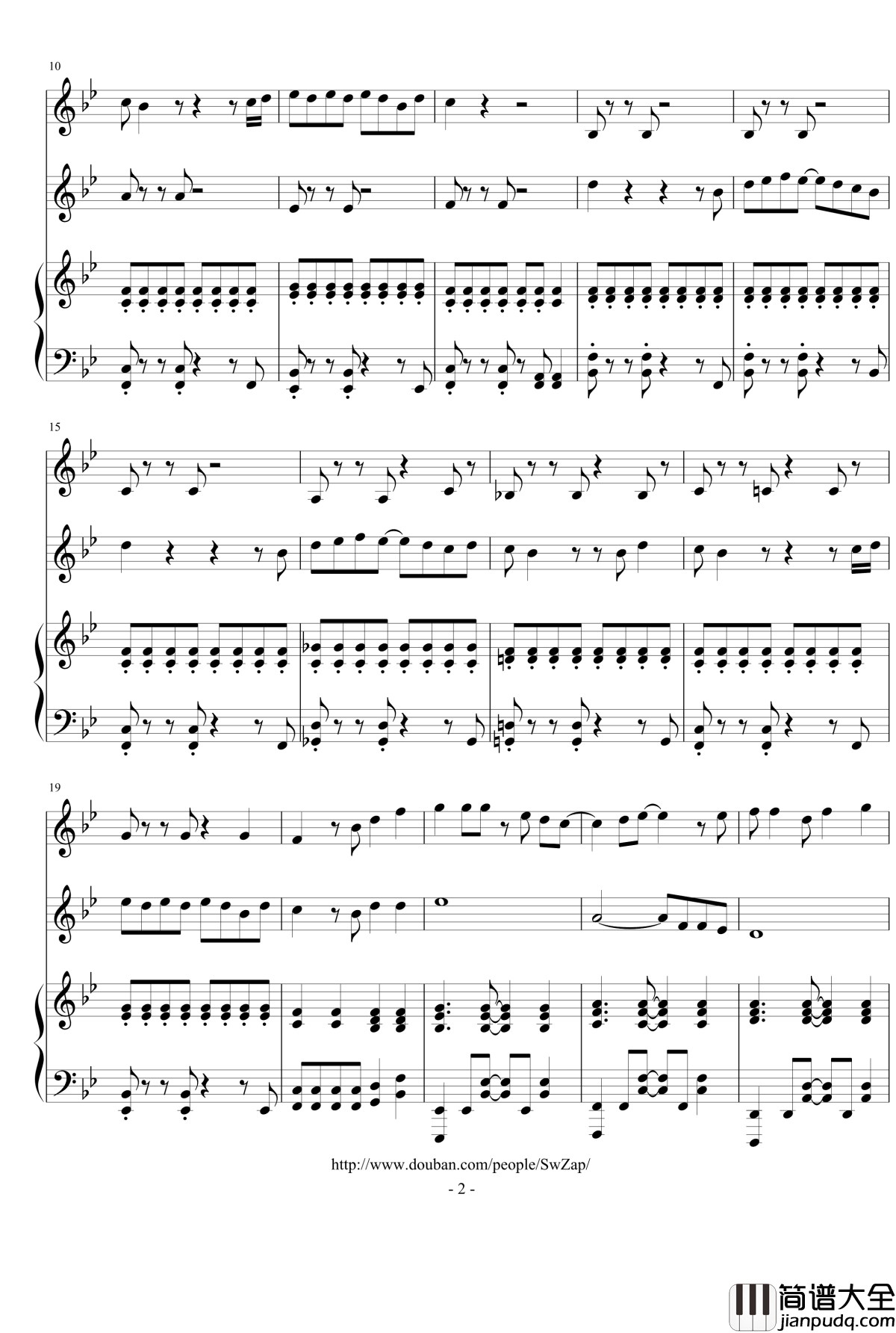 相遇天使钢琴谱_轻音少女_插曲_K_ON_钢琴_小提琴_萨克斯_总谱