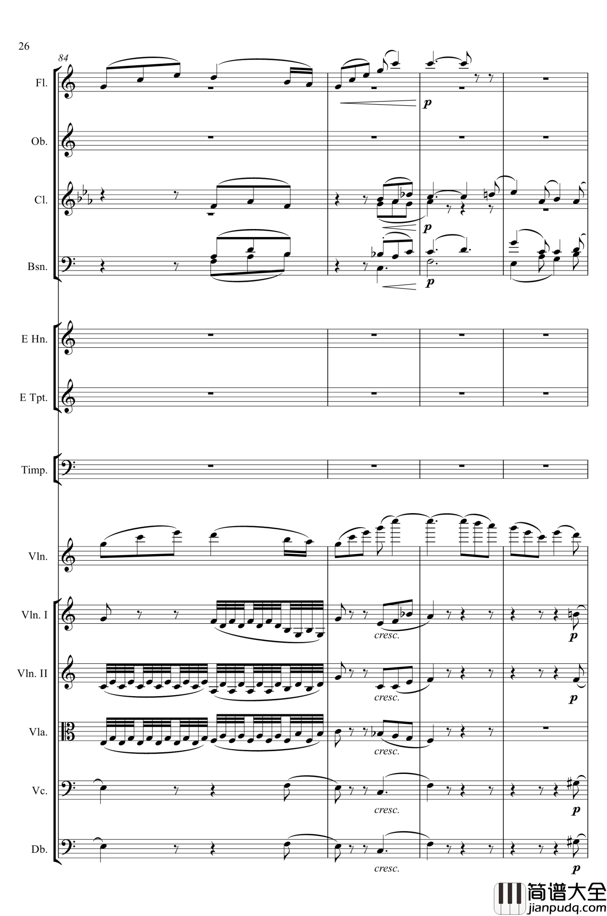 e小调小提琴协奏曲Op.64钢琴谱_第二乐章_Felix_Mendelssohn