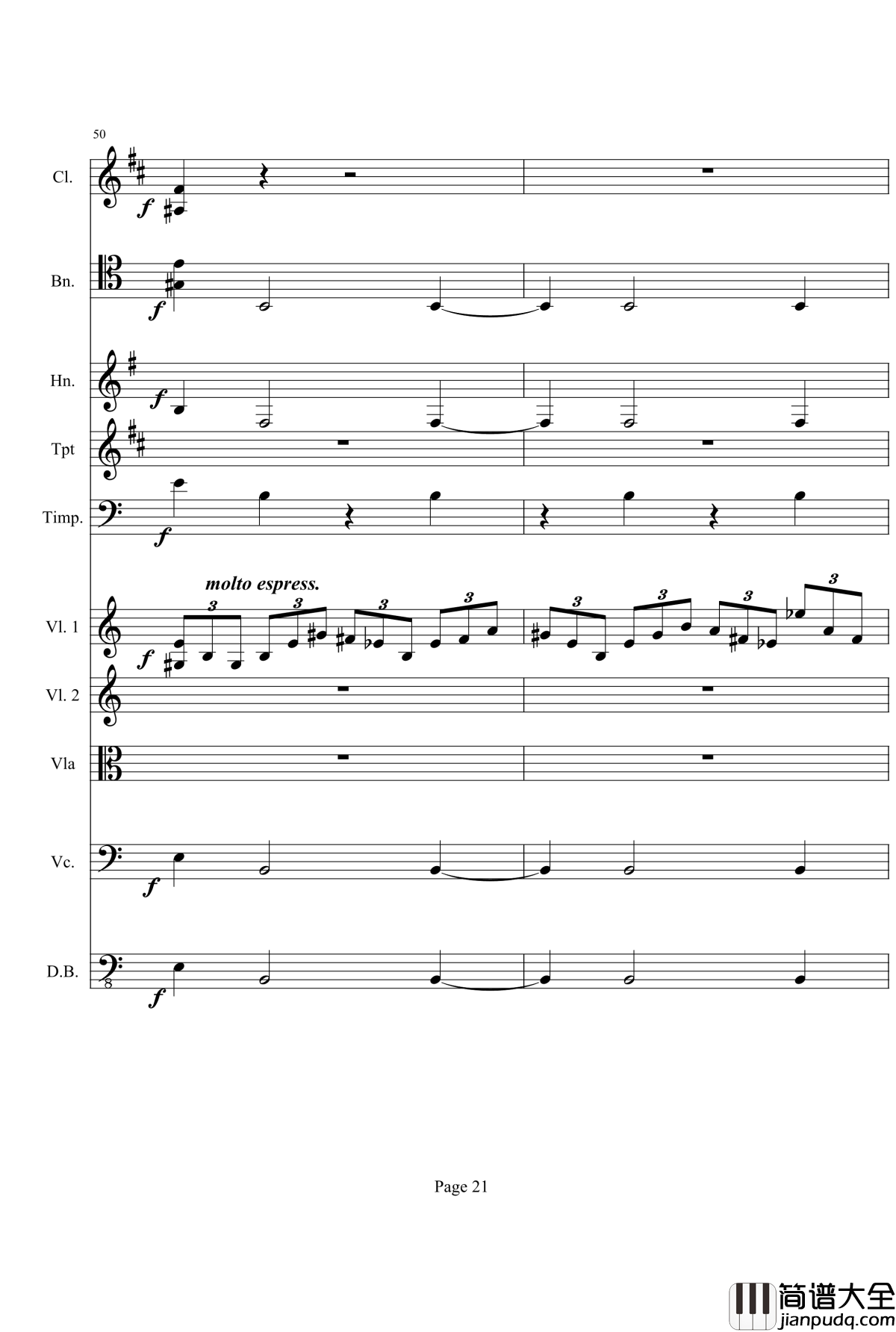 奏鸣曲之交响钢琴谱_第21首_Ⅰ_贝多芬_beethoven