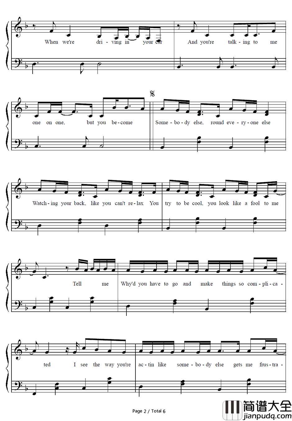 Complicated钢琴谱_Avril_Lavigne