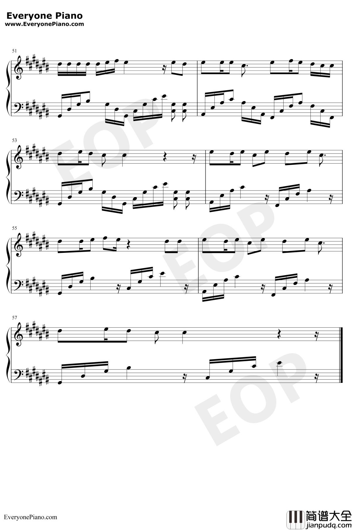 勇敢爱钢琴谱_Mi2_无法拥抱的你片头曲